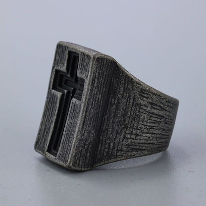 The Gate of Heaven  Titanium Steel Cross Ring | Amen Artisan