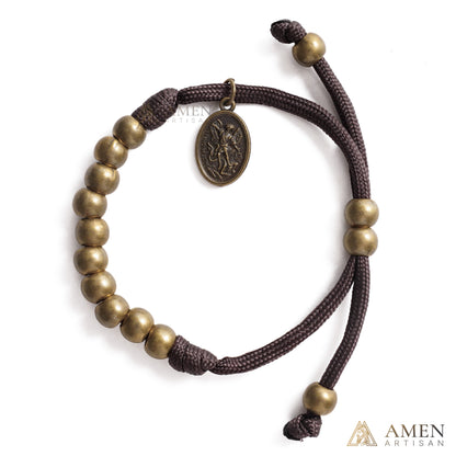 Brown Braided Prayer Bracelet with Antique Bronze Beads — Blessing