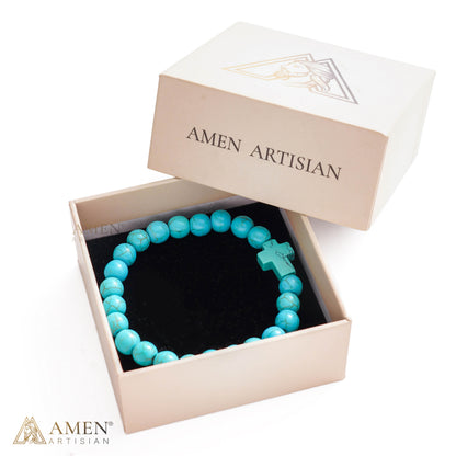 Natural Stone Cross Bracelet