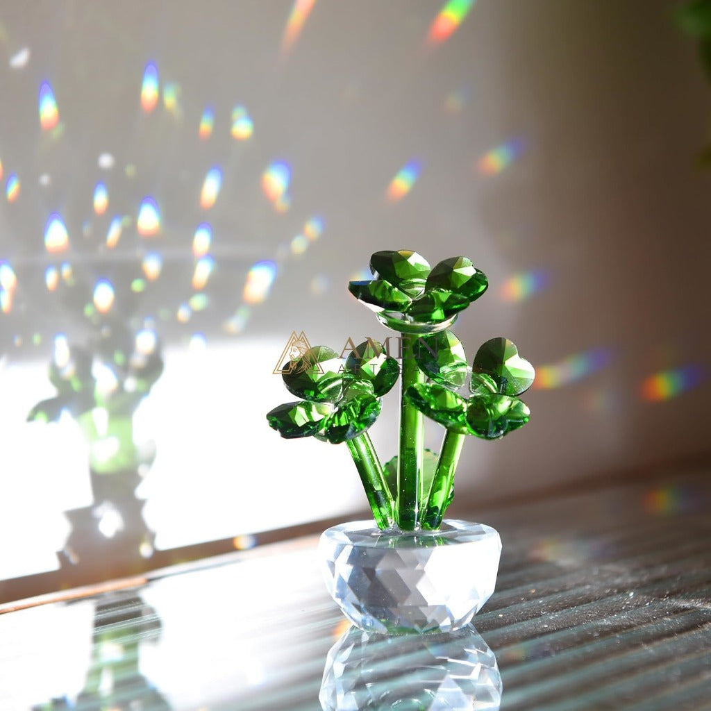 Crystal Four-leaf Clover Figurine Amen Artisan
