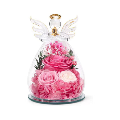 Little Angel Glass Dome with Preserved Rose Amen Artisan