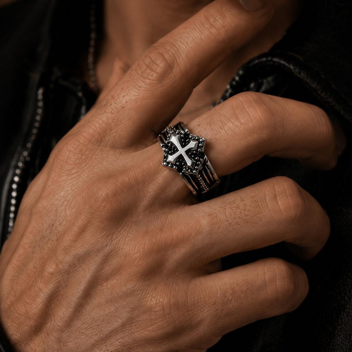Adjustable Vintage Cross Ring