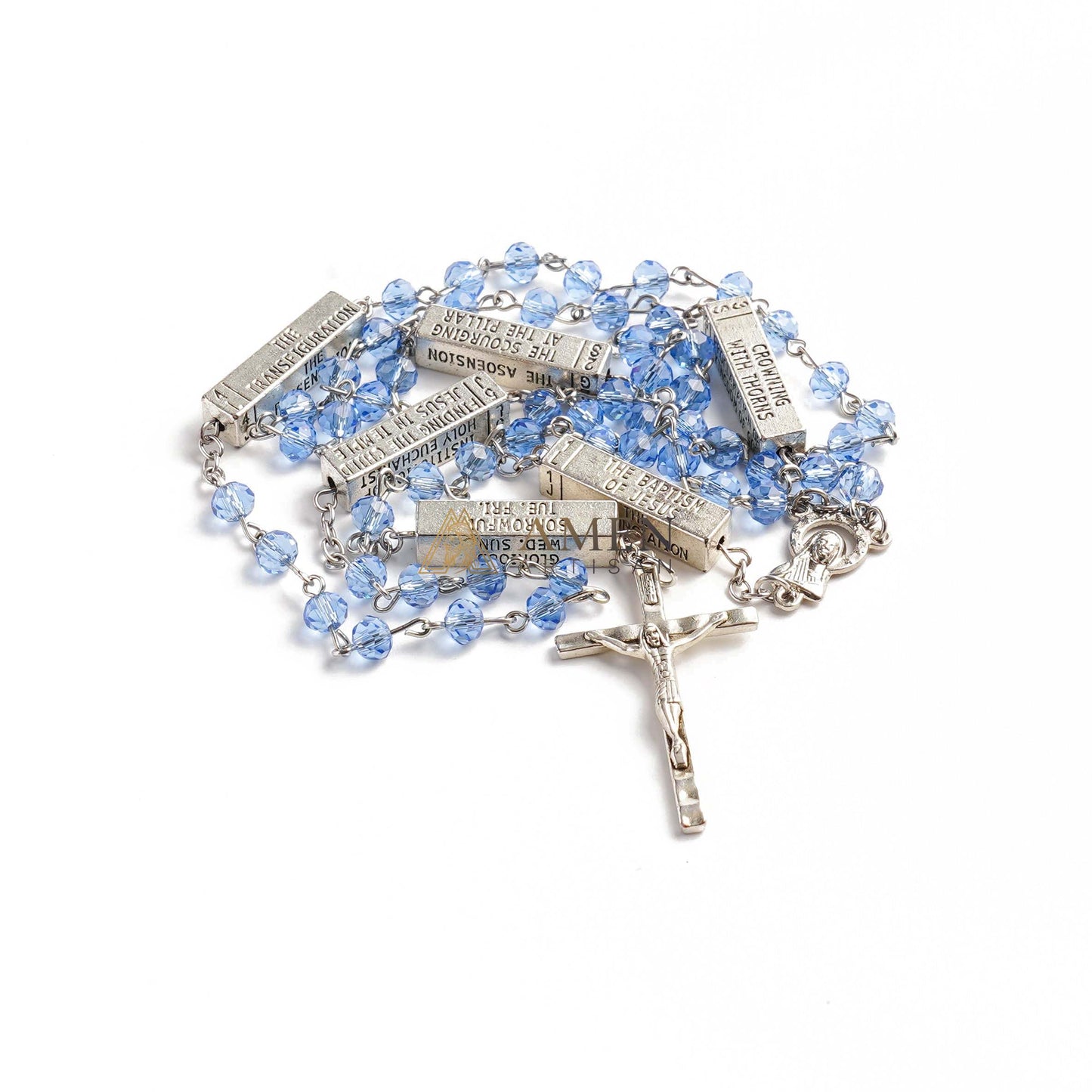 Barra misteriosa grabada del Rosario de los Misterios