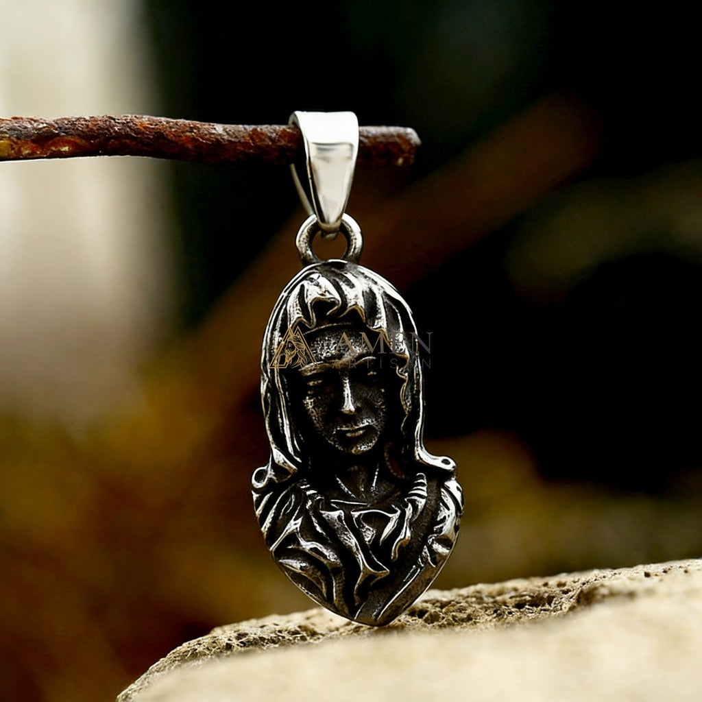 Virgin Mary Icon Pendant Necklace Amen Artisan