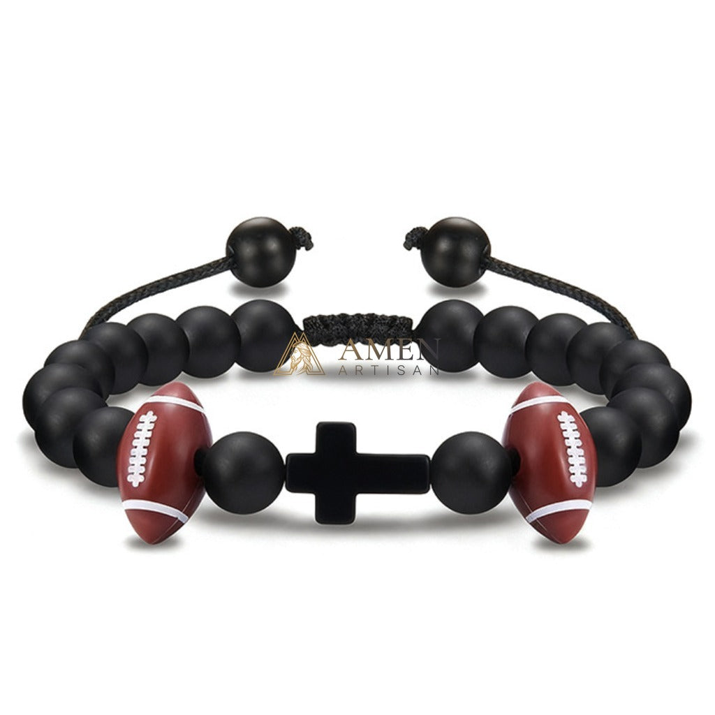 Cross Football Braided Bracelet Amen Artisan