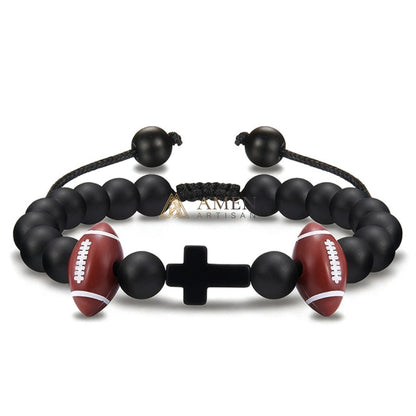 Cross Football Braided Bracelet Amen Artisan