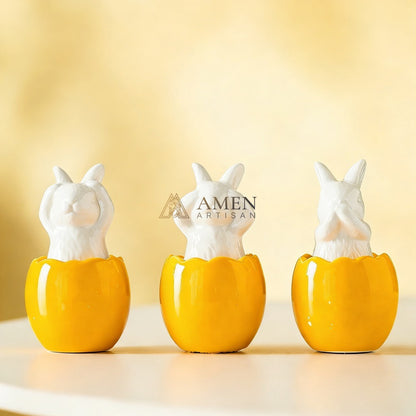 Easter Ceramic Bunny Egg Statue Amen Artisan