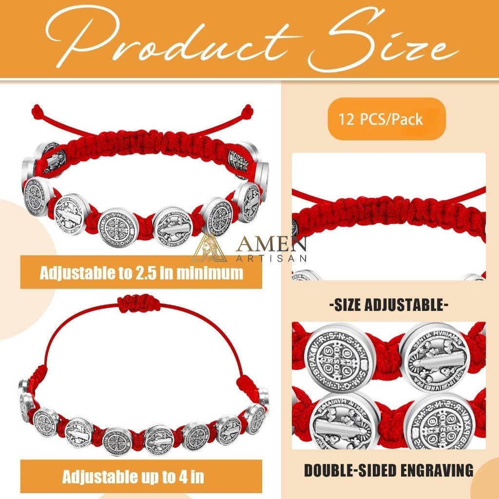 Saint Benedict Braided Cord Bracelet  Amen Artisan