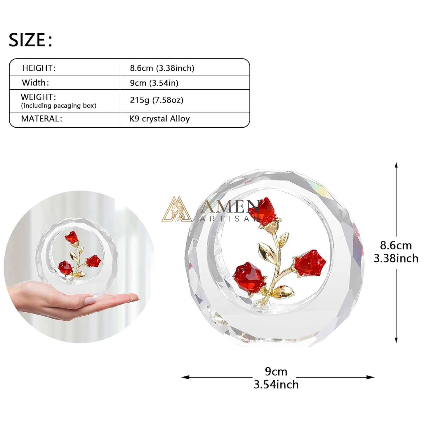 Crystal Rose Figurine Amen Artisan