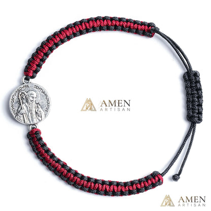 Pulsera trenzada con colgante artesanal con retrato de Jesús de Amén