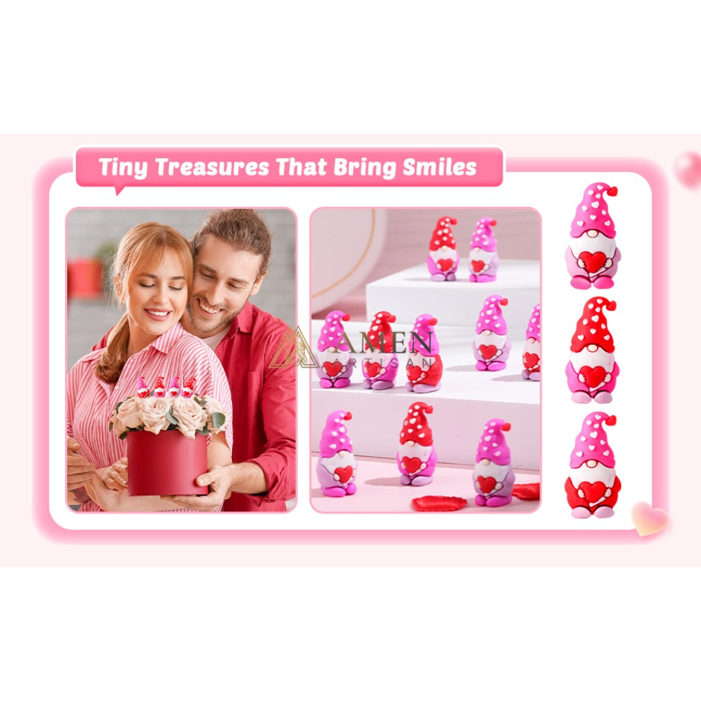 Valentine's Day Mini Gnome Heart Ornaments Amen Artisan