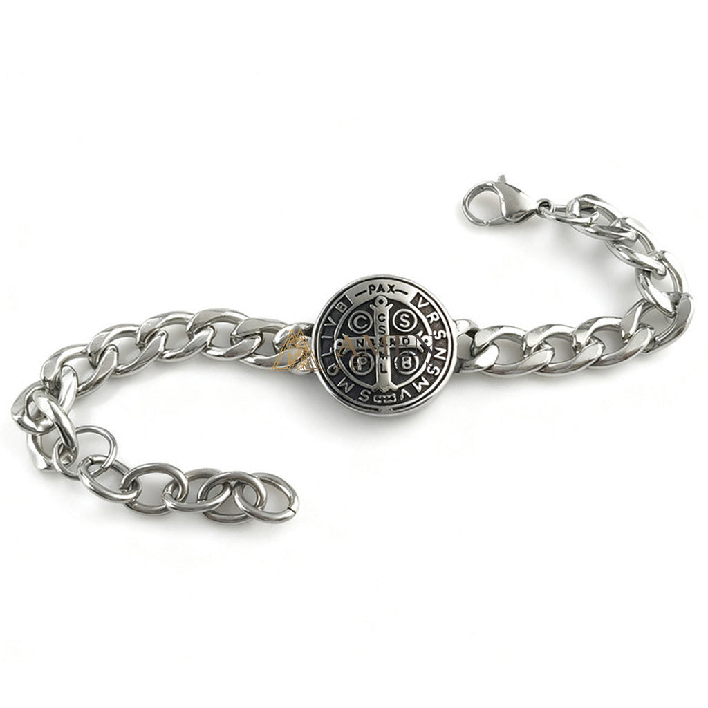 【DEAl TODAY】Saint Benedict Cross Cuban Link Bracelet - Protection, Strength & Faith |  Amen Artisan