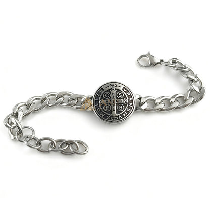 【DEAl TODAY】Saint Benedict Cross Cuban Link Bracelet - Protection, Strength & Faith |  Amen Artisan