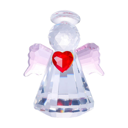 Heart-Shaped Angel Crystal Desktop Ornament | Guardian of Light, Healing Decor Gift Amen Artisan