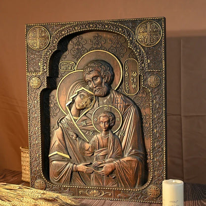 Holy Family Wood Carving
