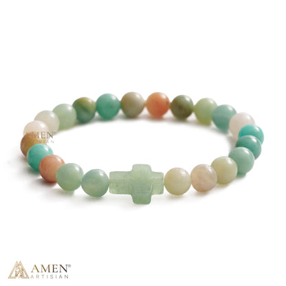 Natural Stone Cross Bracelet
