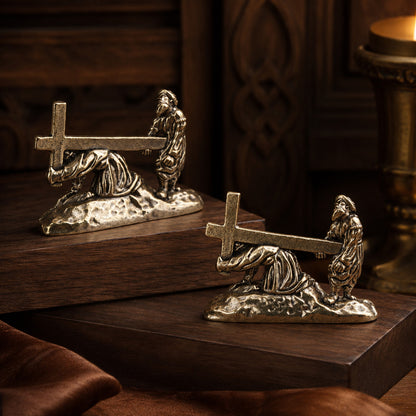 【DEAL TODAY】Handcrafted Solid Brass Guardian Angel Figurine - Protection, Peace & Blessing |  Amen Artisan