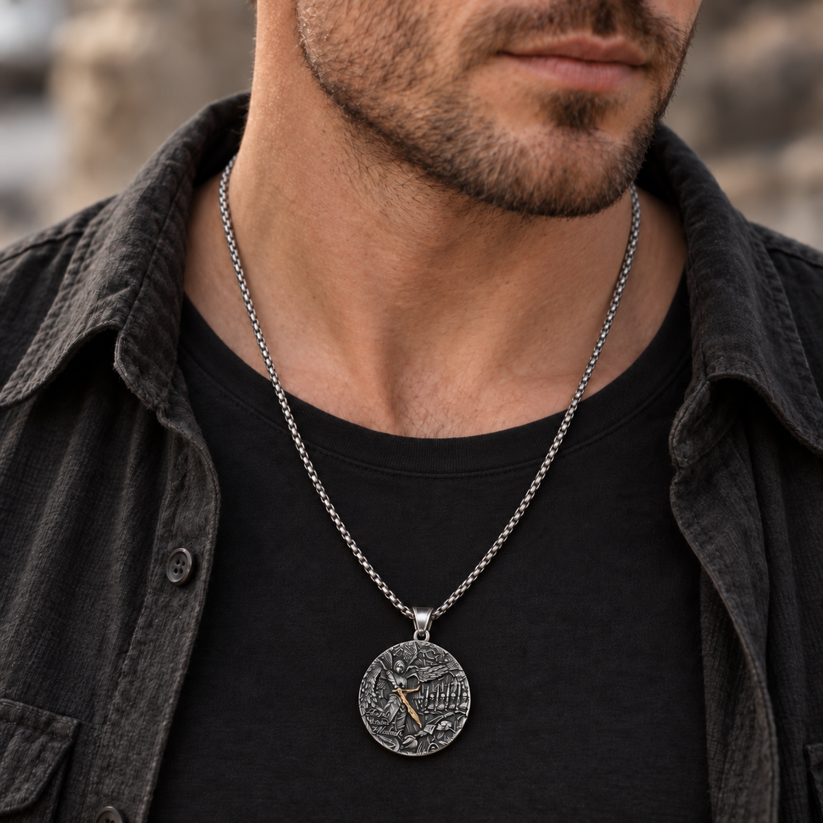 【LIMITED-TIME 50% OFF】St. Michael the Archangel Sword Medallion Necklace