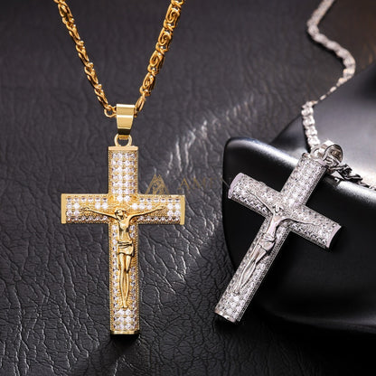 Crucifix Zircon Pendant Necklace Amen Artisan