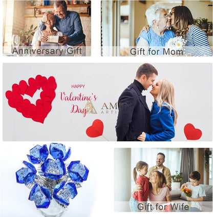 Crystal Blue Rose Statue Amen Artisan