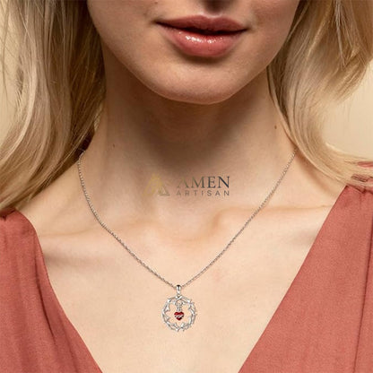 Crown of Thorns Sacred Heart Pendant Necklace Amen Artisan