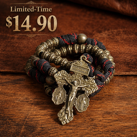 【DEAL TODAY】A Steady Rhythm of Prayer — Bronze Paracord Rosary with Smooth-Turning Beads