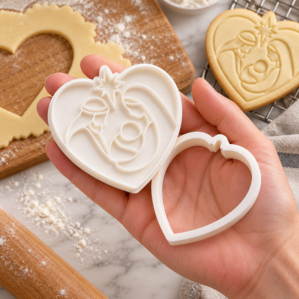 Nativity Heart Cookie Cutter & Embosser Set