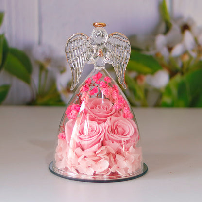 Little Angel Glass Dome with Preserved Rose Amen Artisan