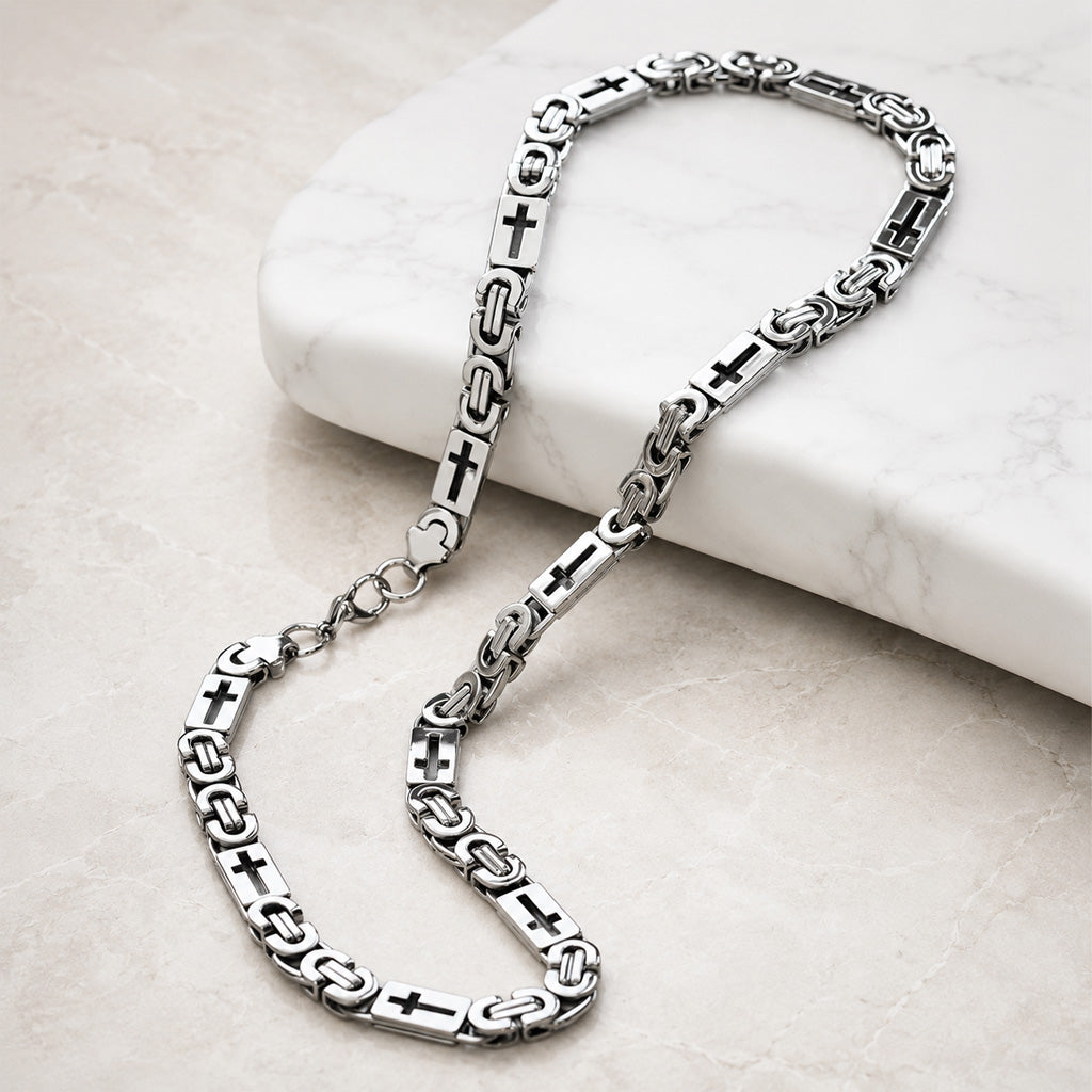 【DEAL TODAY】Two-Tone Cross Link Chain Necklace