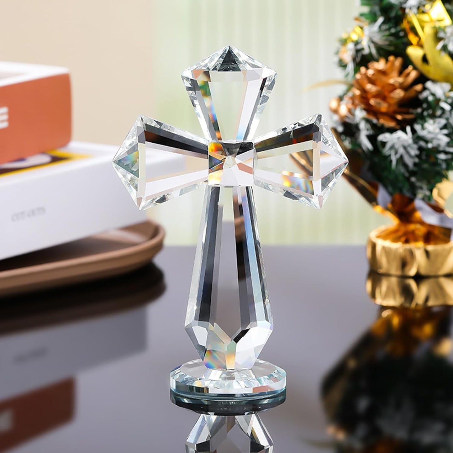 Crystal Cross Figurine Amen Artisan