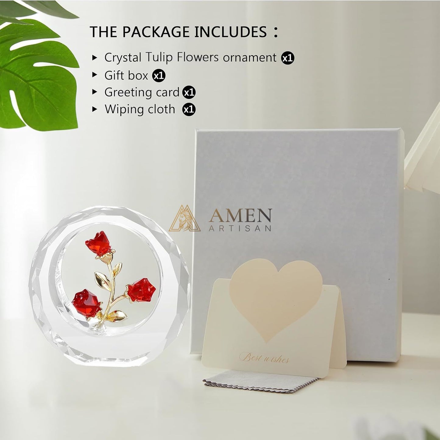 Crystal Rose Figurine Amen Artisan