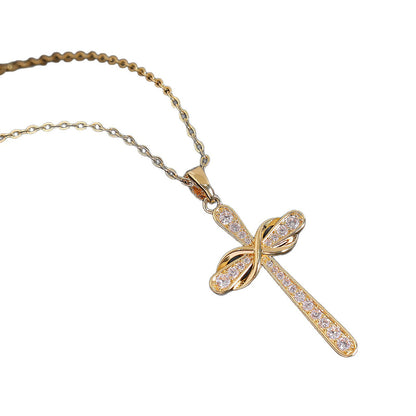 Intertwined Möbius Cross Necklace