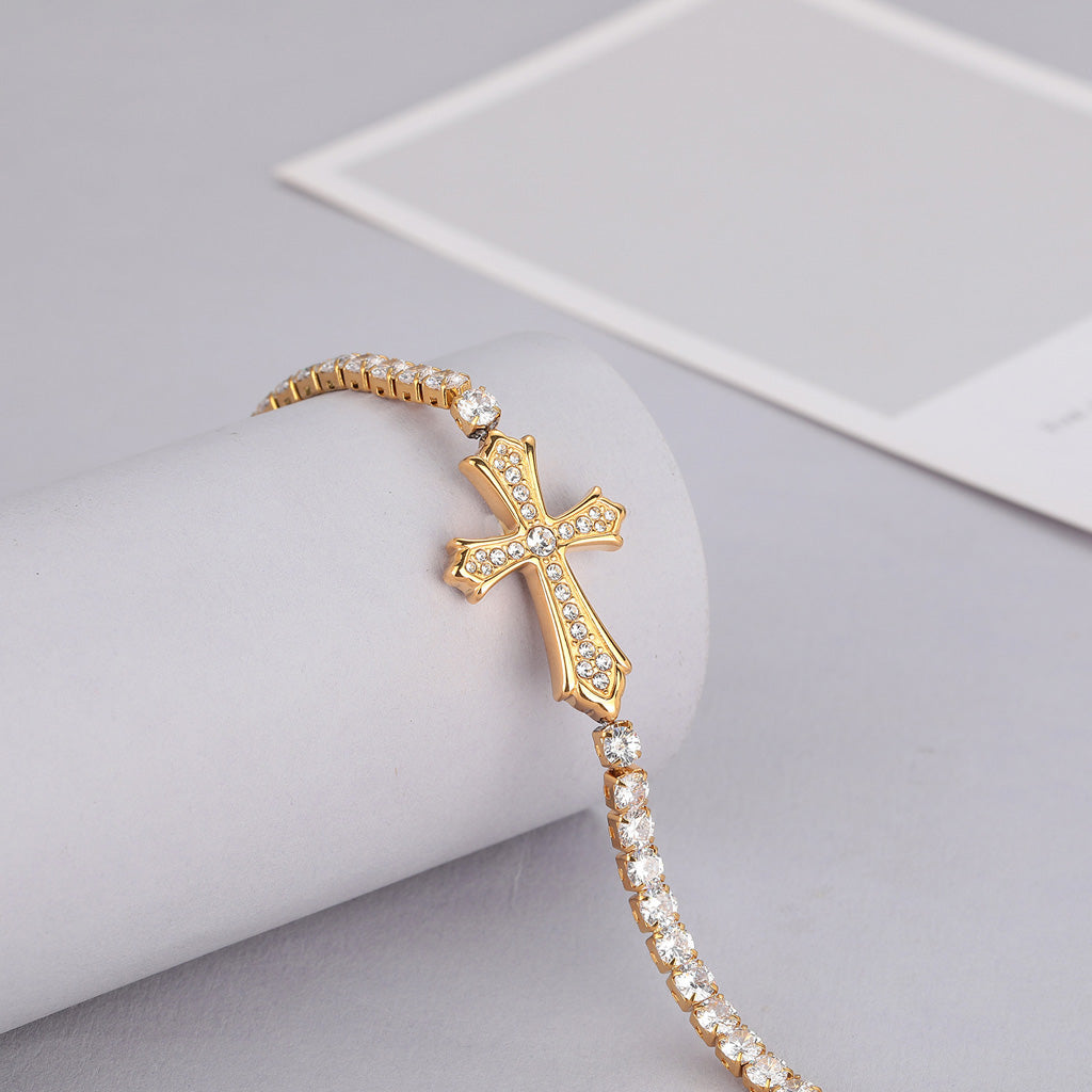 Faith Reminder Cross Bracelet with Adjustable Chain