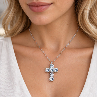 Moissanite Cross Pendant Necklace