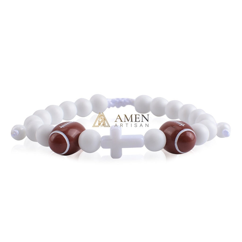 Cross Football Braided Bracelet Amen Artisan