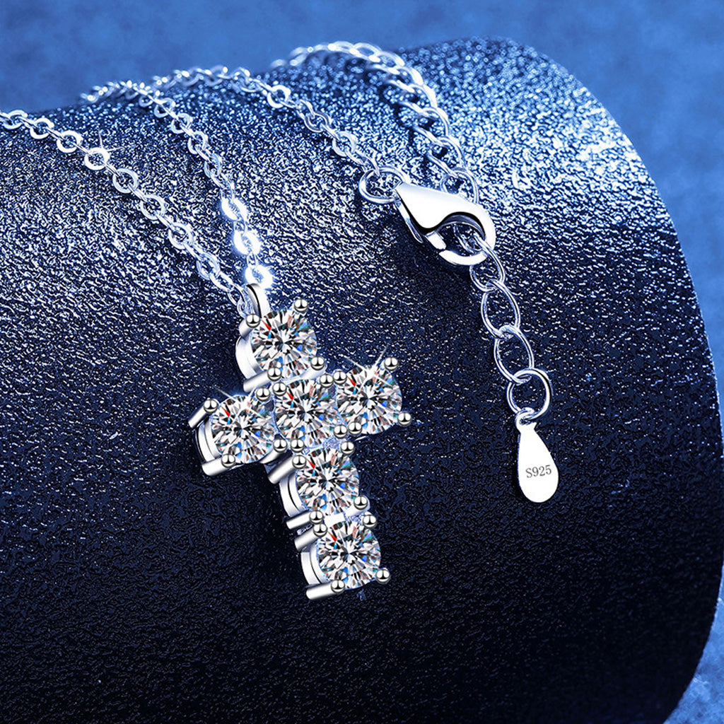 Moissanite Cross Pendant Necklace