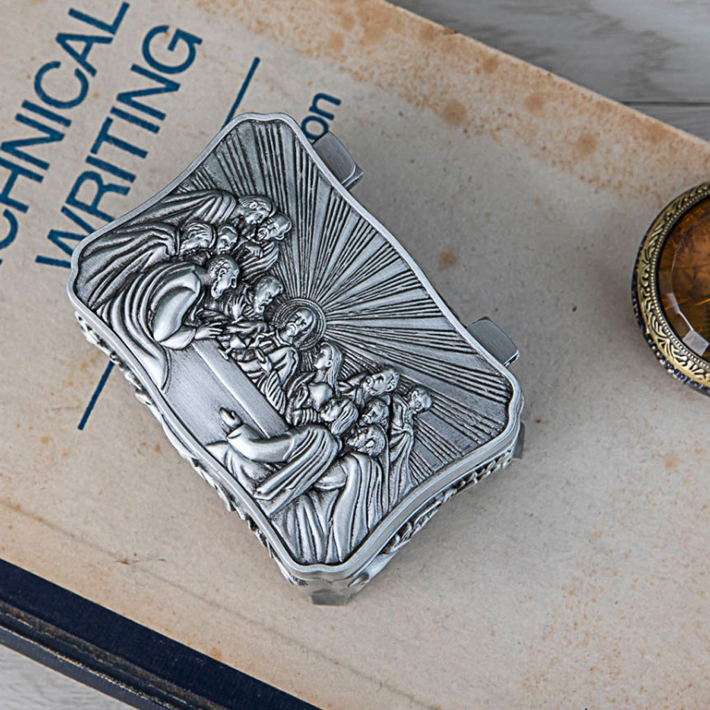 Last Supper Keepsake Box with Antique Silver-Tone Finish