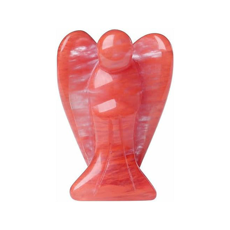 Natural Crystal Angel Figurine Gemstone Energy Keeper, Healing Guardian Decor Amen Artisan