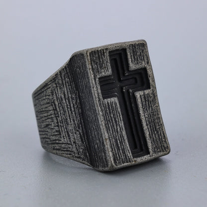 The Gate of Heaven  Titanium Steel Cross Ring | Amen Artisan