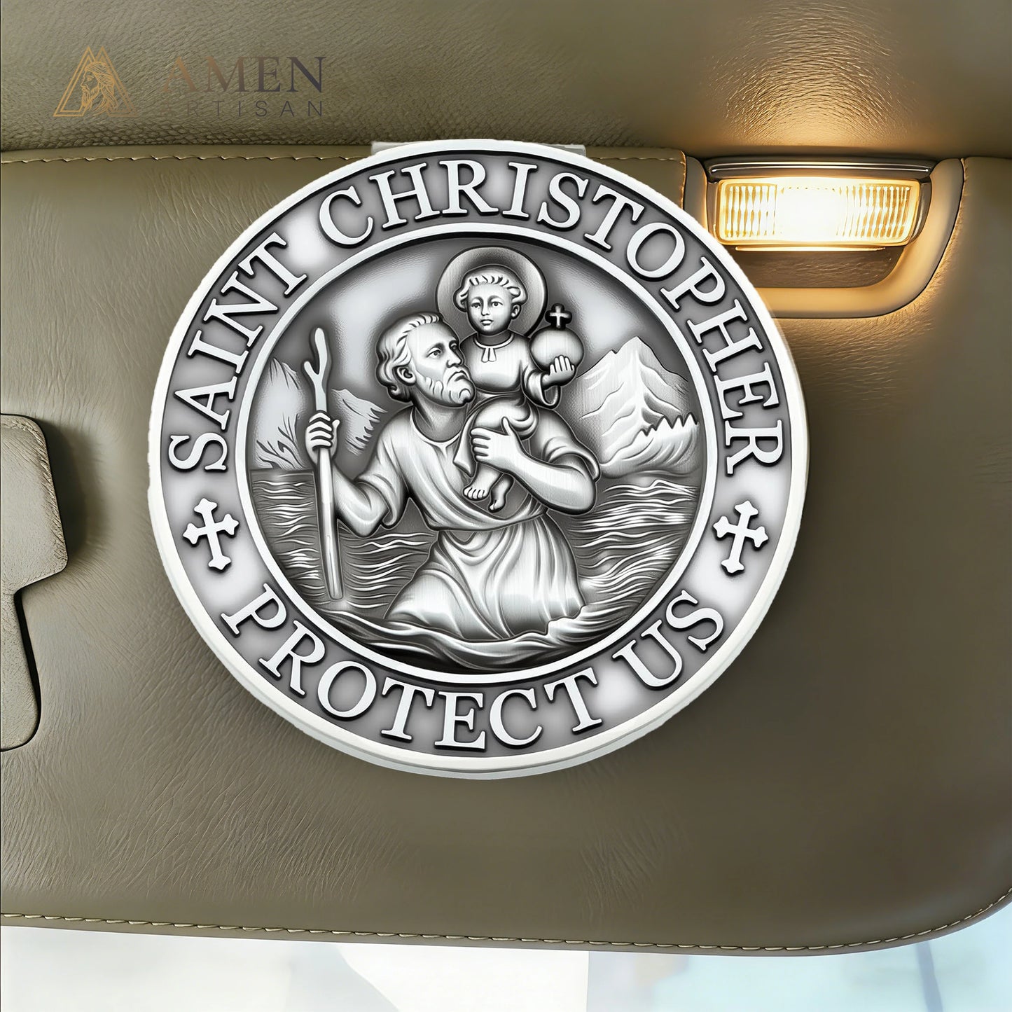 Saint Christopher Protector Car Visor Clip Amen Artisan