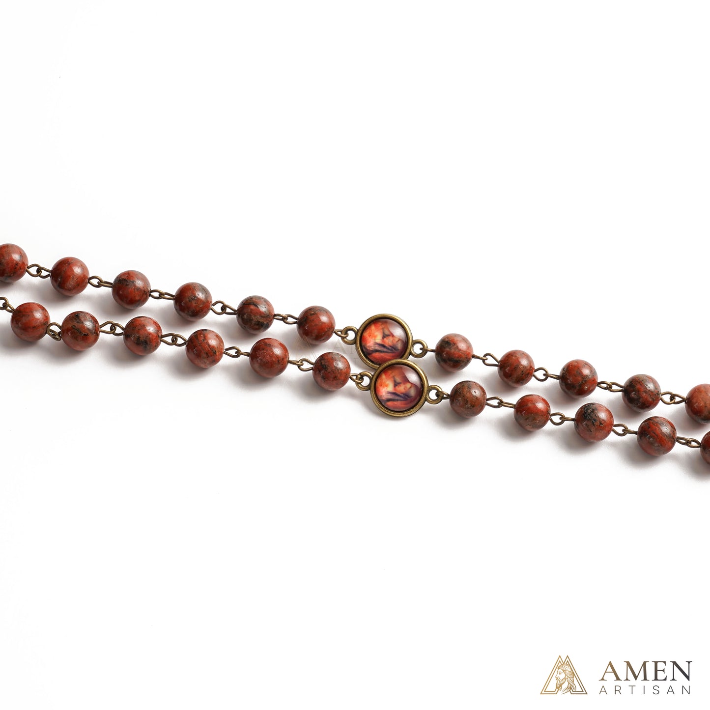 Red Sesame Stone Chaplet of the Seven Sorrows of Mary Amen Artisan
