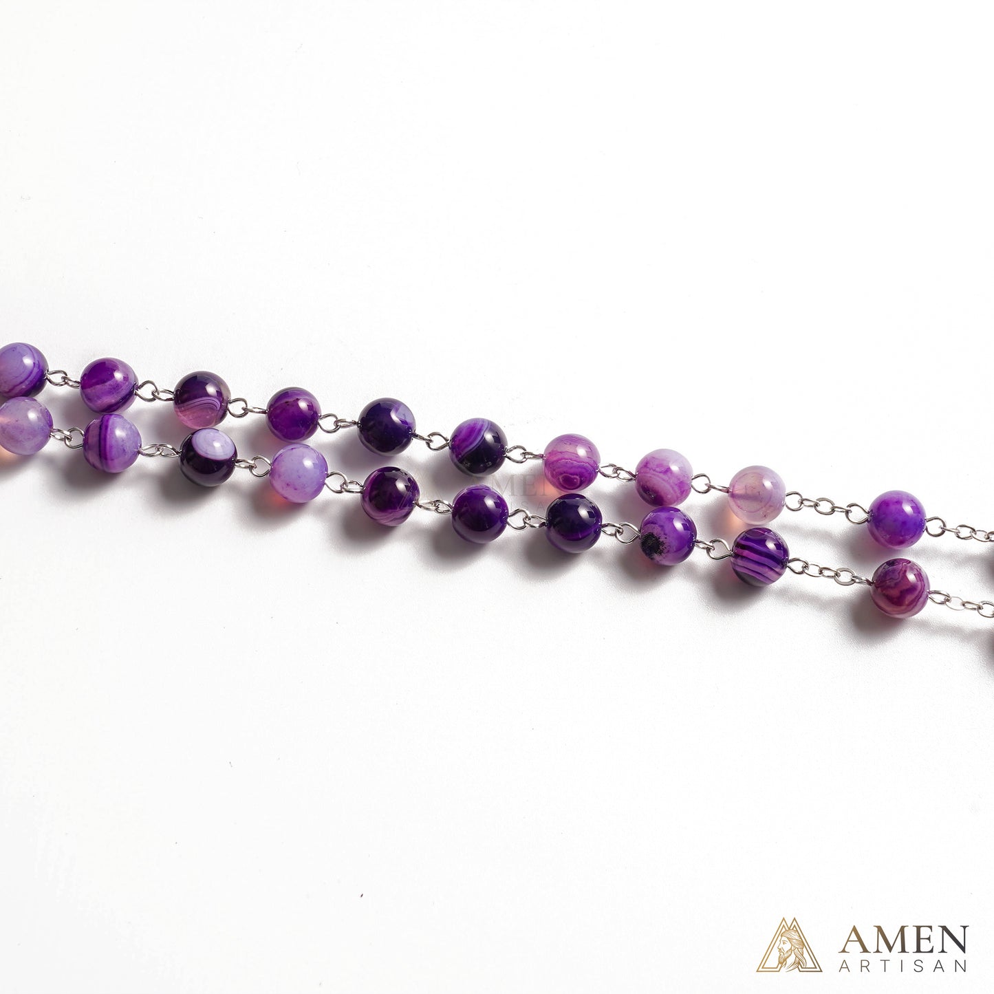 Amethyst Rosary with Assumption of Mary Medal Amen Artisan