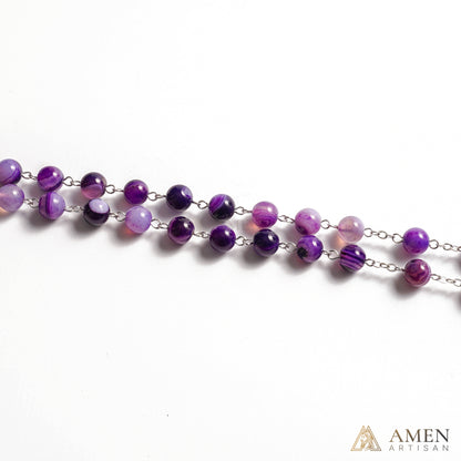 Amethyst Rosary with Assumption of Mary Medal Amen Artisan