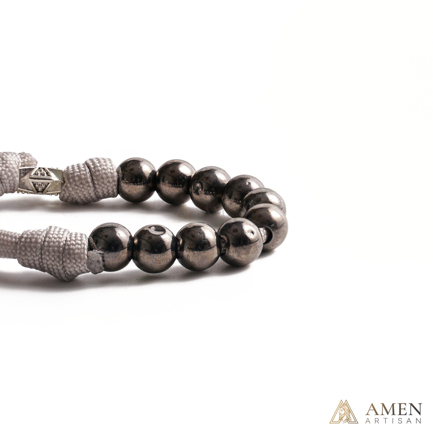 The "Cathedral Steel" St. Benedict multi-Decade Wrap Rosary by AMEN ARTISAN – Faceted Cobalt Finish with Smiling Jesus Crucifix