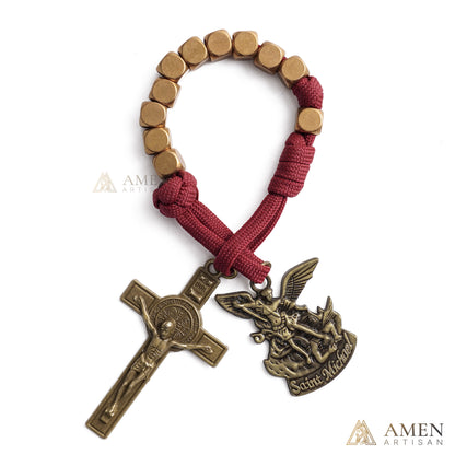 【DEAL TODAY】Burgundy Clip-On Pocket Decade Rosary with Crucifix and Our Lady Medal