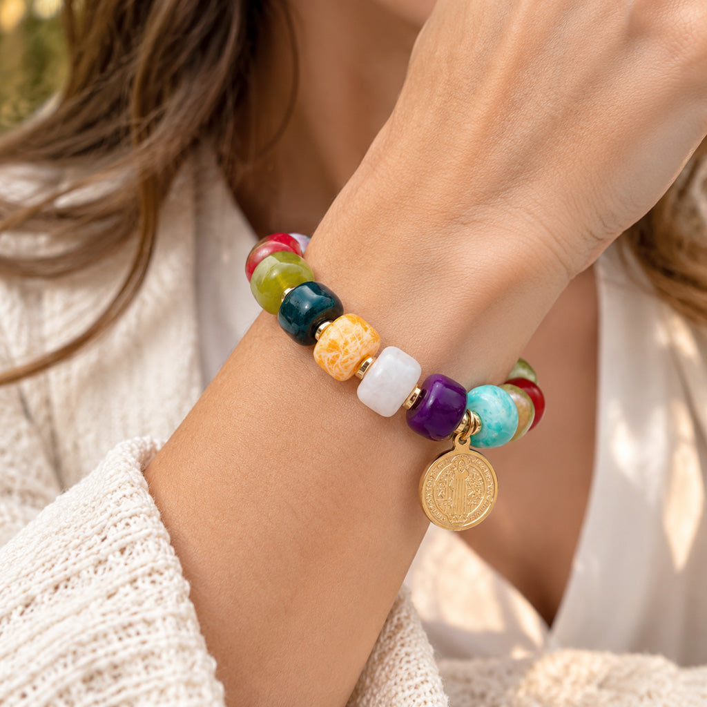 St. Benedict Multicolor Beaded Bracelet