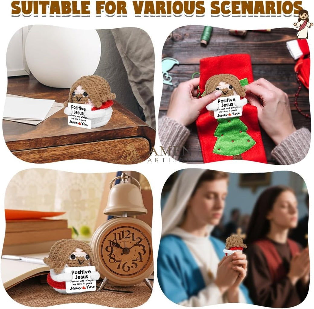 Handmade Positive Jesus Crochet Doll Amen Artisan