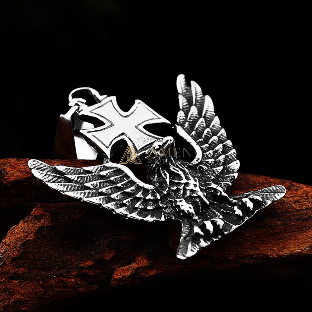 Bald Eagle Cross Pendant Necklace Amen Artisan