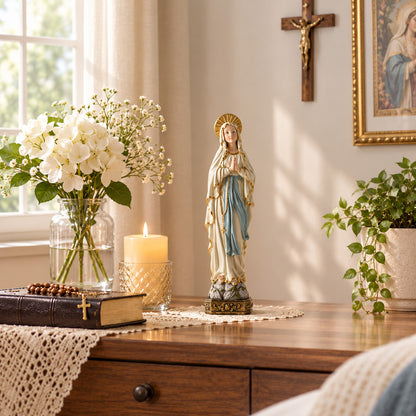 Virgin Mary Resin Statue with Rosary