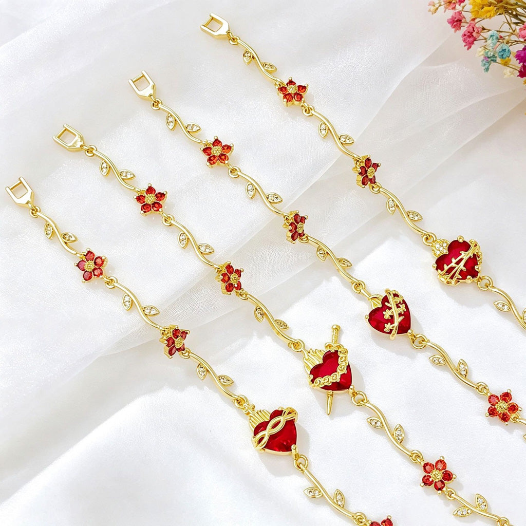 Sacred Heart Floral Bracelet